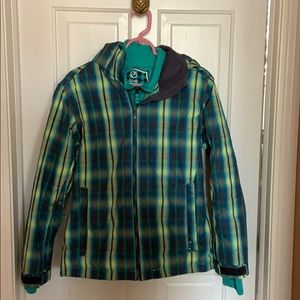 Powder Room Plaid Athletic Ski Snowboard Winter Jacket Size Small